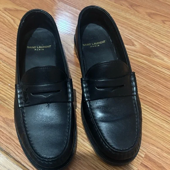 Saint Laurent YSL New Asti Leather Penny Loafers Black 36 NIB - Picture 2 of 6
